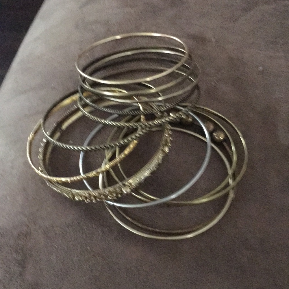 Lot of 13 gold metal bracelets